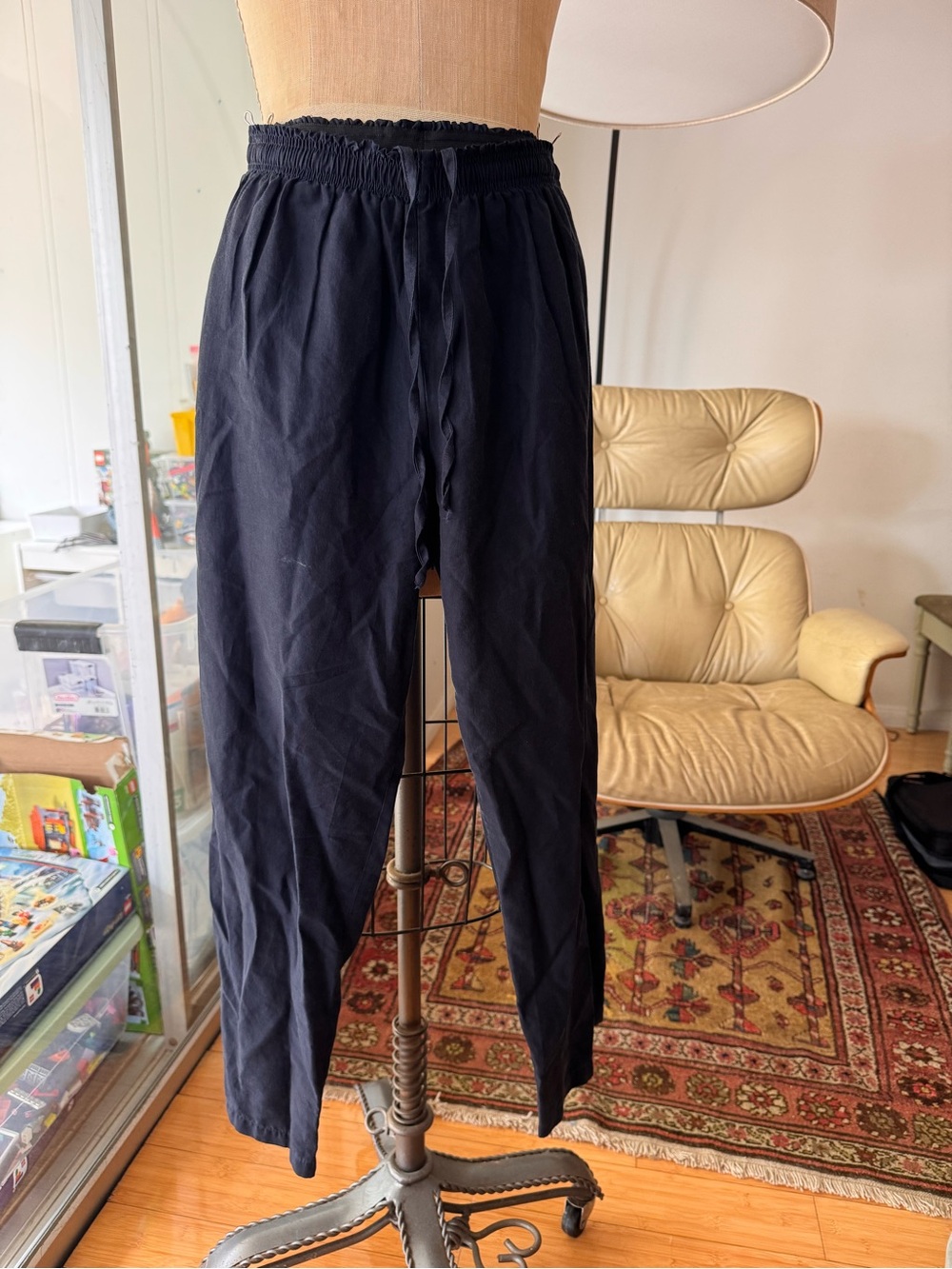 Women's Navy Elastic-Waist Joggers